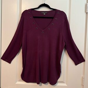 United States Sweaters Burgundy Grommet Sweater